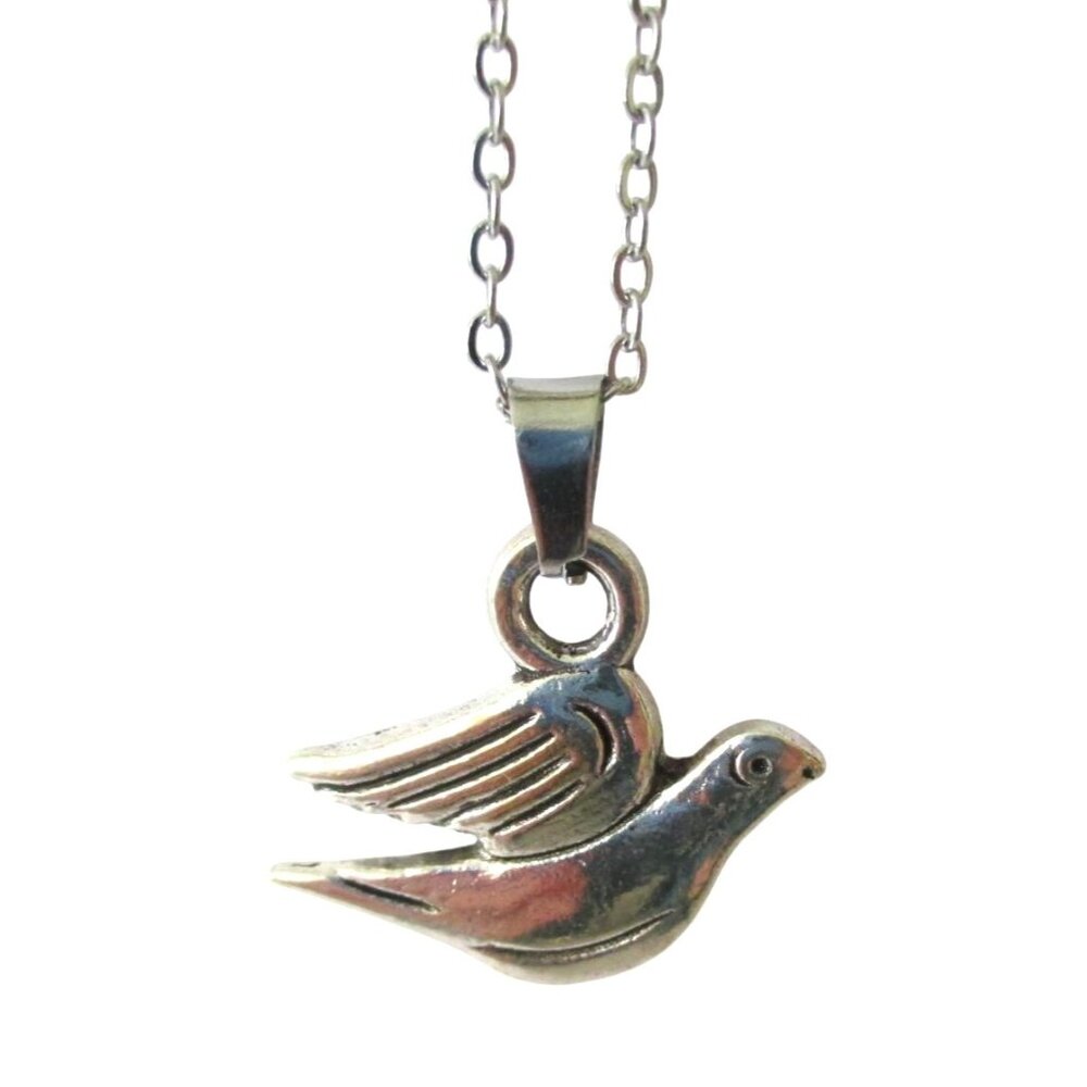 New Dove Bird Pendant Necklace With 18" Stainless Chain Nature Gift